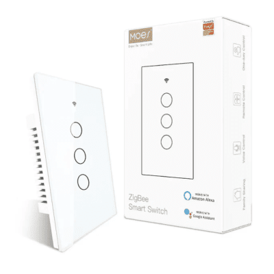 Moes Zigbee Smart Light Switch 3 Gang Glass